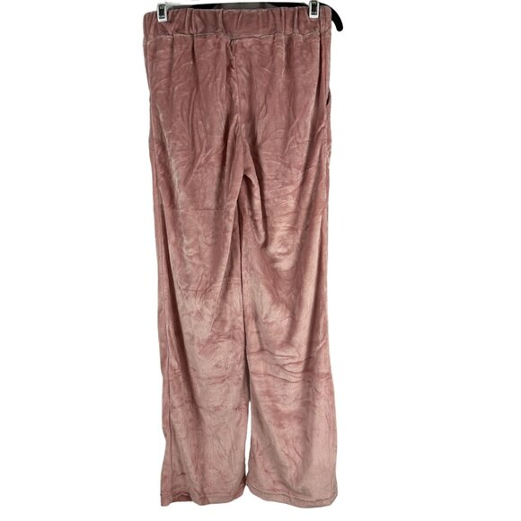 Womens Velvet-Like Cowl Neck Top & Pants Pajama Set Small Pink - Picture 7 of 9